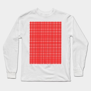 red mesh grid square lines pattern Long Sleeve T-Shirt